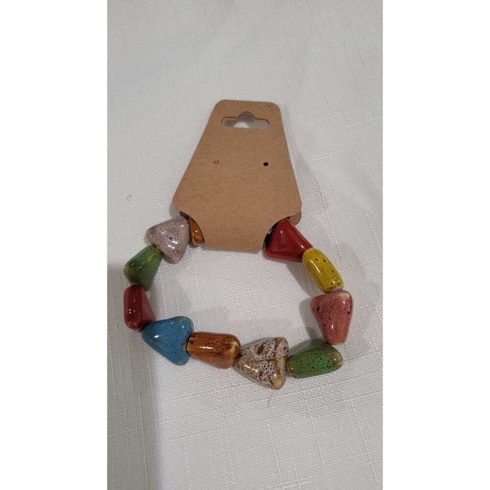 Colorful synthetic stones stretch bracelet - Picture 3 of 6